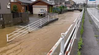 ＜8.11~14佐賀大雨＞佐賀県玄海町と町を流れる有浦川（2021年8月14日撮影）