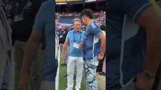 QB1 and Coach made their way to the pitch to support Sporting Kansas City! #soccer #chiefs
