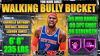 Carmelo Anthony "WALKING BULLY BUCKET" Build with 96 MID RANGE + 96 STRENGTH is BROKEN in NBA 2K24