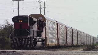 Larguísimo Tren Automotriz con locomotora de reversa! Trenes de FXE entrando y saliendo del puerto.