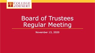 Board of Trustees Regular Meeting 11-13-2020