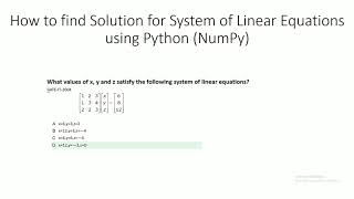 Solution of System of Linear Equation using Python| Solve Linear Equation with 3-eqn & 3-variables
