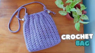 DIY Crochet Bag | Crochet Drawstring Bag with a Neat Crochet Stitch | ViVi Berry Crochet