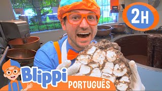 Blippi e a Fábrica de Chocolate! | 2 HORAS DO BLIPPI BRASIL | Vídeos Educativos para Crianças