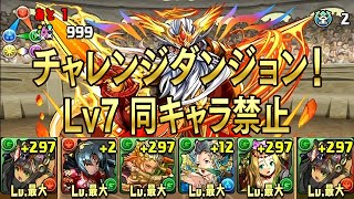 【パズドラ】チャレンジダンジョン！ Lv7 同キャラ禁止 (2016.05.30-06.05) 覚醒バステト 龍族拼圖