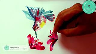 Great for begginers in Wildlife painting/EASY watercolor hummingbird/ painting ideas for beginners