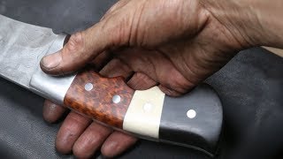 Forging a 800 layer pattern welded Khukuri knife, part 2, making the handle.