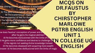 MCQS ON DR. FAUSTUS BY CHRISTOPHER MARLOWE/PGTRB ENGLISH UNIT 1