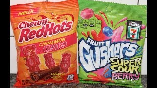 Chewy Red Hots Cinnamon Bears \u0026 Fruit Gushers Super Sour Berry Review