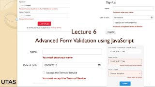 ITDR1105 Lecture6 Advanced Form Validation using JavaScript