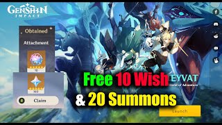 Genshin Impact Free 10 Wish & 20 Summon