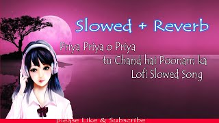 Priya Priya o Priya  Lofi Slowed@Reverb  Chill Song Tu Chand Hai Poonam Ka (Slow+Reverb)
