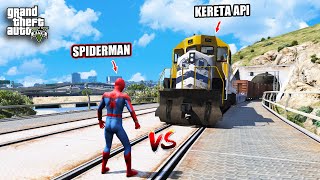 Apakah Spiderman Bisa Menghentikan Kereta Api Di GTA 5 ? Experimen GTA 5 Part 2