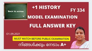 +1 HISTORY, MODEL EXAMINATION ANSWER KEY, SEPTEMBER 2021, BACK TO HISTORY 👩‍🎓/PRATHYUSHA K