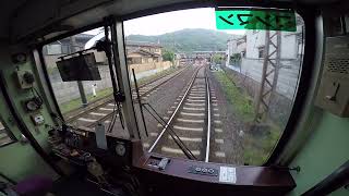 Leaving  Arashiyama Station 阪急電鉄 @ driver s cab