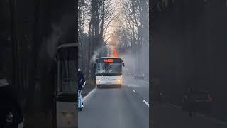 Racibórz. Pożar autobusu PKS na trasie Nędza-Kuźni Raciborska, fot. Grupa 112