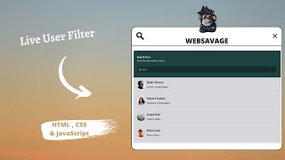 Live User Filter using Html, CSS, and JavaScript - Websavage