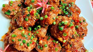 Thịt viên chiên sốt mắm tỏi | Fried meatballs with garlic sauce