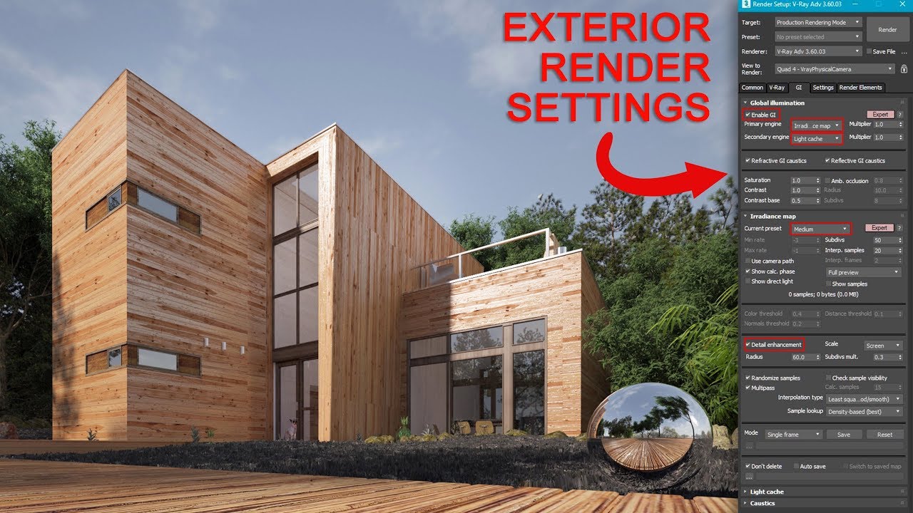 Easy V Ray 3dsmax Exterior Render Settings Youtube