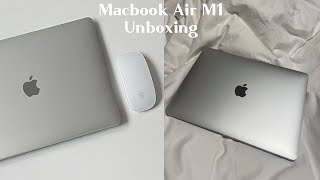  첫 맥북 입성  macbook air m1 unboxing | 맥북 에어 m1 \u0026 매직마우스2 \u0026 라이트피플 케이스 \u0026 세일러즈 웨이브백 언박싱