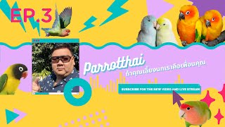 ParrotThai LIVE 🔴 EP.3 : ตอบปัญหาการเลี้ยงนก ผสมสีนก อธิบายการถ่ายทอดมิวเตชั่น