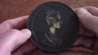 Vintage Maria Anna Augusta Ferdinandi I Commemorative Bronze Medallion Tape Measure