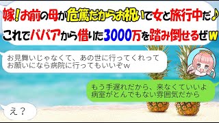 【LINE】緊急入院した私の祖母を放置し浮気旅行三昧のクズ夫「どうせババアだろｗ借りた金もチャラになるｗ」→夫にある事実を伝えた結果ｗ【スカッとする話】