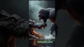 King kong and Crocodile The origin of new AI creator #animal fusion #hybrids #shorts #youtubeshorts