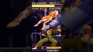 kof95虎煌避け…紫舟連続技！ユリ・サカザキ脱衣KO水色ブラジャー