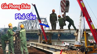 Thót Tim Với Pha Cần Cẩu Treo Thanh Dầm Lơ Lửng Trên Không - Tiến Đố Tháo Dỡ Cầu