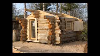 Cabane en fuste, en rondins empilés (Châtaigniers)