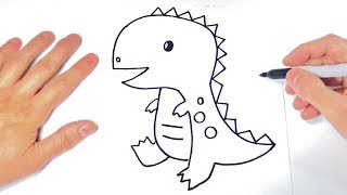 Cómo dibujar un Dinosaurio Paso a Paso y fácil