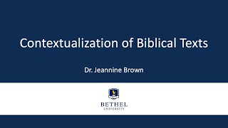 Contextualization of Biblical Texts