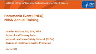 2022 NHSN Training - Pneumonia Events
