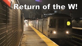 Astoria Line action (R46, R68, R68A) at 36th Avenue + Return of the (W)