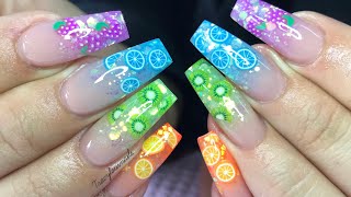 FIMO FRUIT SLICES ACRYLIC NAILS |  NAIL TUTORIAL