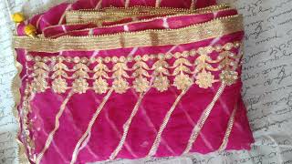 Leheriya dupatta with gota patti and beats work,/four side lace/offer price 1000/