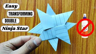 How to make Double Ninja Star | Origami - Paper Ninja Star Without Glue | ninja star easy, DIY ninja