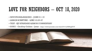 Sunday School Lesson - Love For Neighbors - 10182020 - SLMMBC