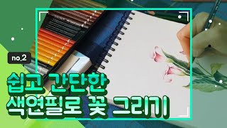 2. 색연필로 카라 꽃 그리기/꽃그림/수채색연필/색연필화/쉽게 그리기/취미미술/취미로 그리기/꽃 그리기/ 꽃그림/ 보태니컬아트