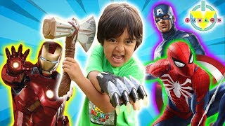 Ryan & Daddy in the END GAME! Let's Play with AVENGERS vs Thanos Fortnite!