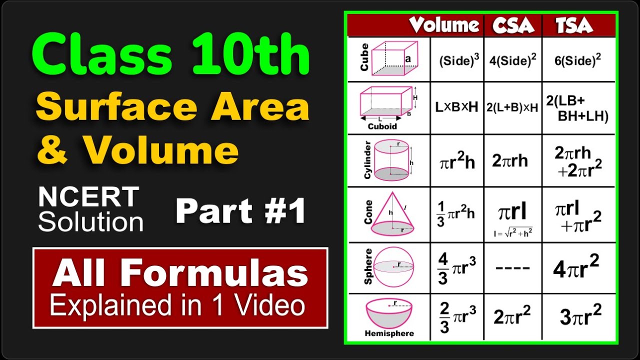 Volume Surface Area Class 10
