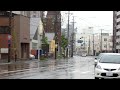 函館市電　japan hakodate city tram street car 8007 in the rain