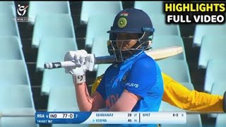 India U19 Women vs South Africa U19 Women Full Match Highlights | ind w vs sa w u19 today match