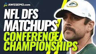 NFL DFS PLAYOFFS PICKS: CONFERENCE CHAMPIONSHIP GAME BREAK DOWNS DRAFTKINGS & FANDUEL THURSDAY 1/21