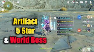 Genshin Impact 5 Star Artifact & World Boss - World Level 4