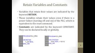 Lecture 3. PLC Variables / PLC basics