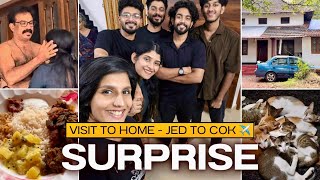 Surprise Visit to Home 🏡 | JED TO COK ✈️ | Family Reaction ♥️| THRISSUR TO KANNUR 🚆