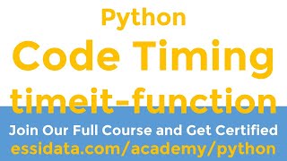 Timing your code timeit built in Function Python Tutorial