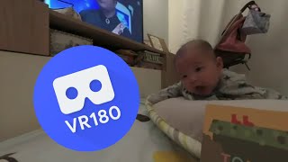 [VR180 5.7k] Baby Riley tummy time @ 2m17d | Vuze XR 180° 3D